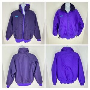 Columbia Vintage Jacket Size Large Purple Black Reversible Puffer‎ Coat Ski 90s